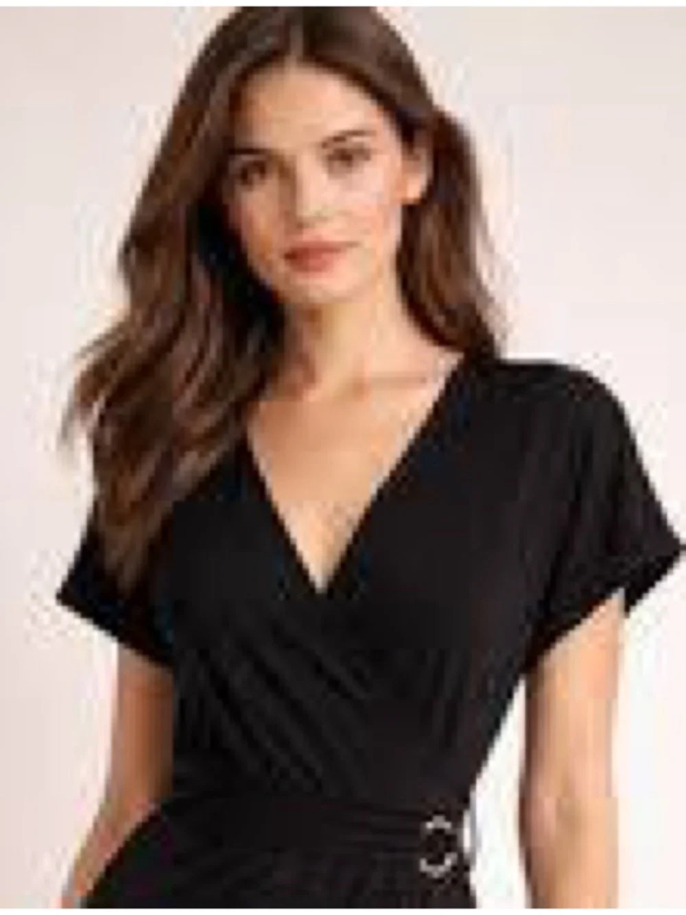 Michael Kors Black Wrap Midi Dress with Ring Detail